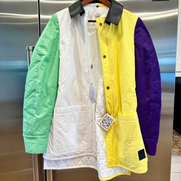 NWT Loewe Padded Overshirt Multicolored Jacket Leather Collar Over shir multi - Picture 4 of 16